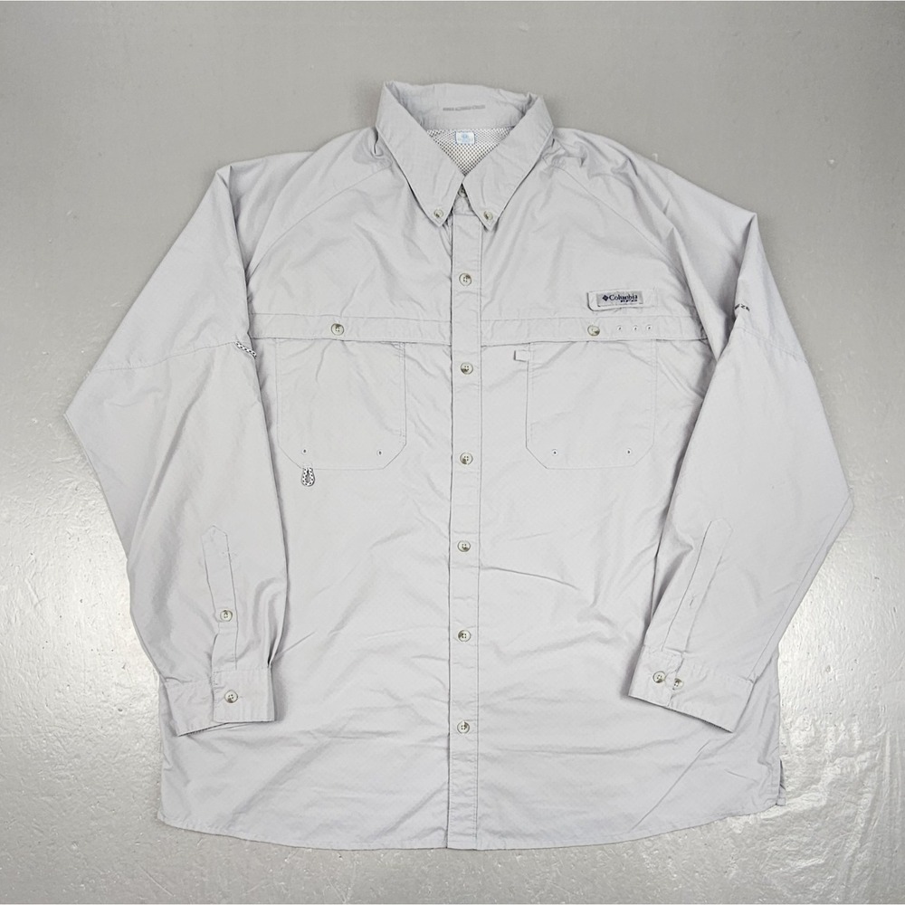 Columbia PFG Omni-Freeze Zero Shirt Mens 2XL Gray Long Sleeve Fishing Vented